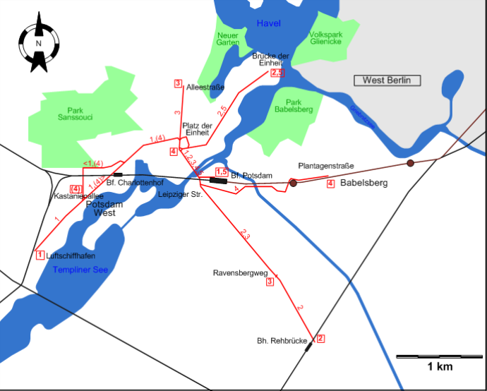 Potsdam 1951 tram map