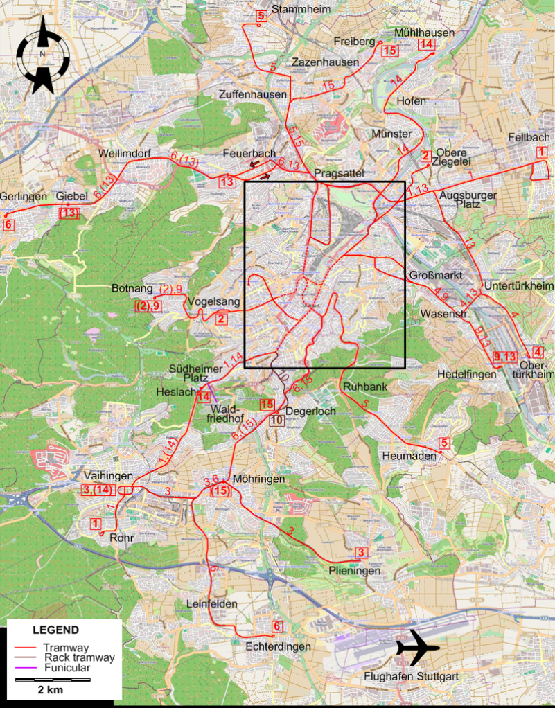 Stuttgart tram map