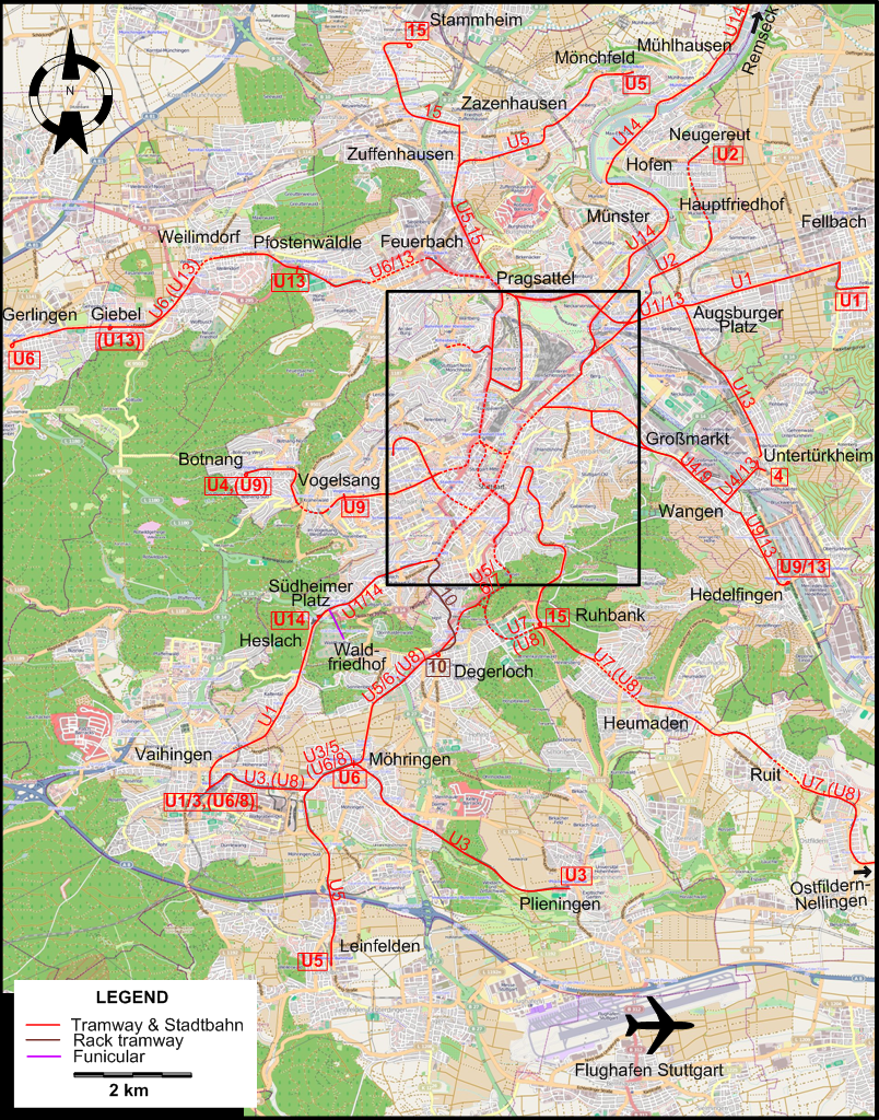 Stuttgart tram map