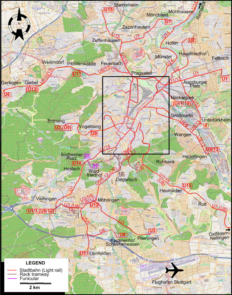 Stuttgart tram map