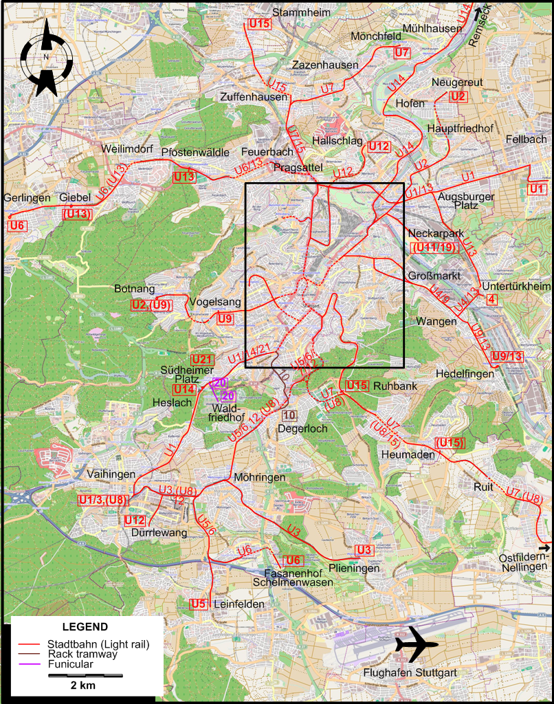 Stuttgart tram map