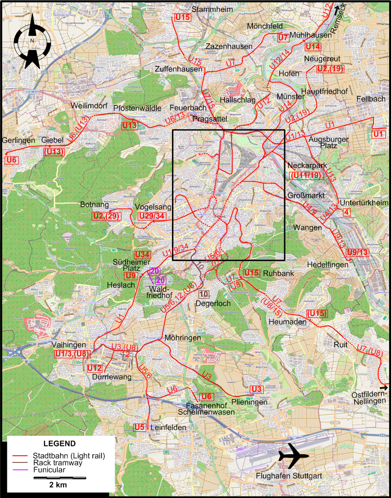 Stuttgart tram map