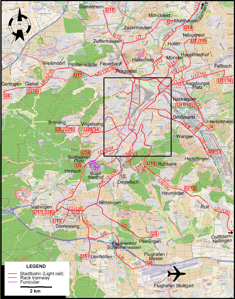 Stuttgart tram map 2021