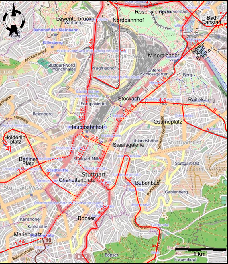 Stuttgart tram map