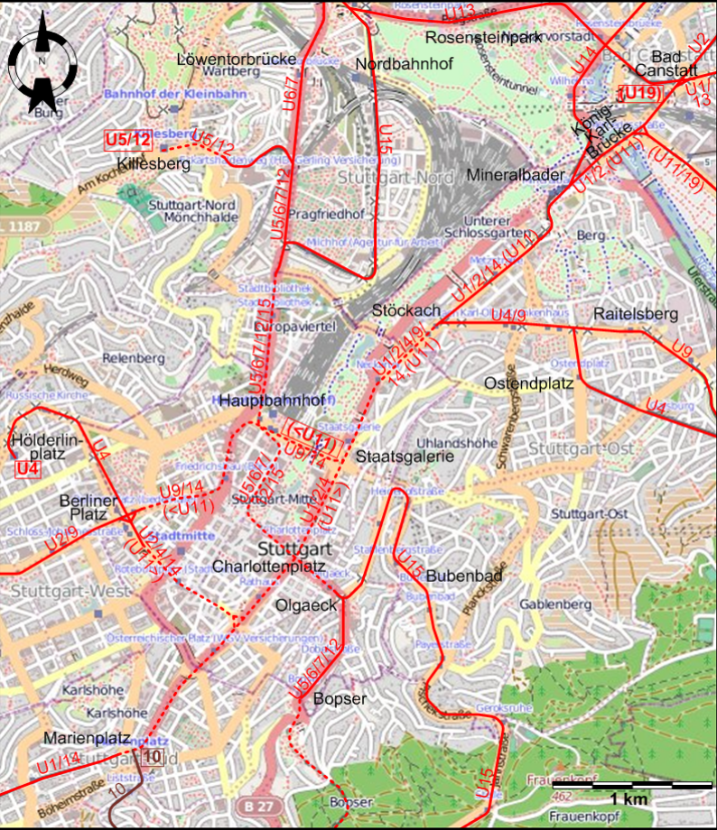 Stuttgart tram map