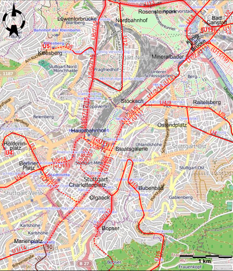 Stuttgart tram map