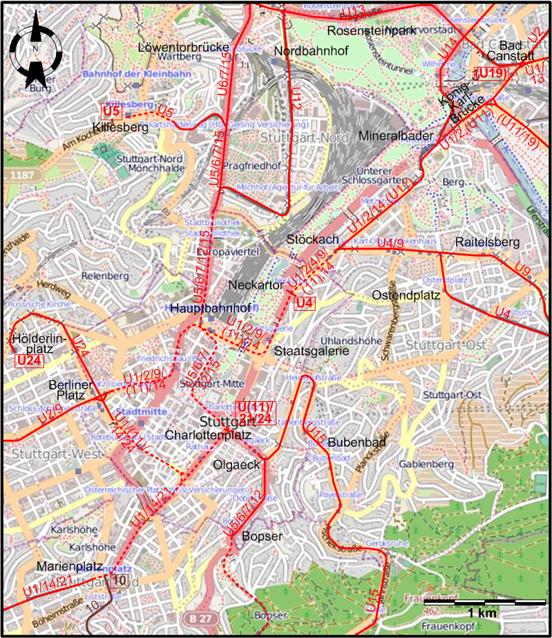 Stuttgart tram map