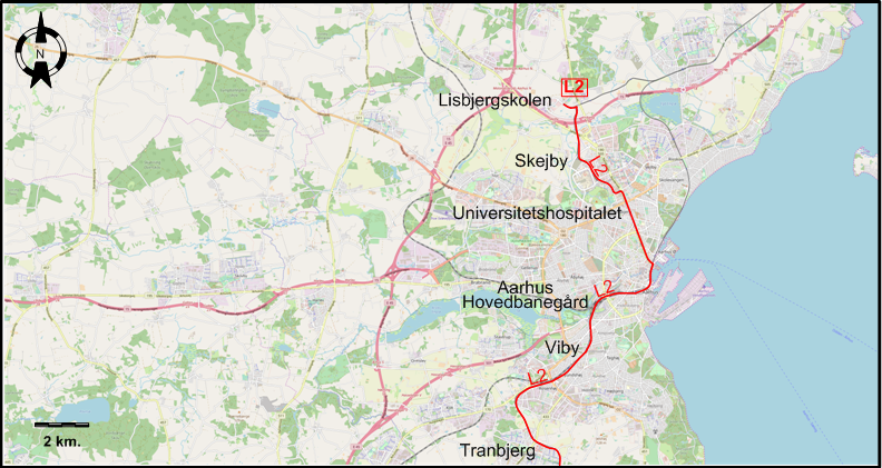 Aarhus 2018 downtown tram map