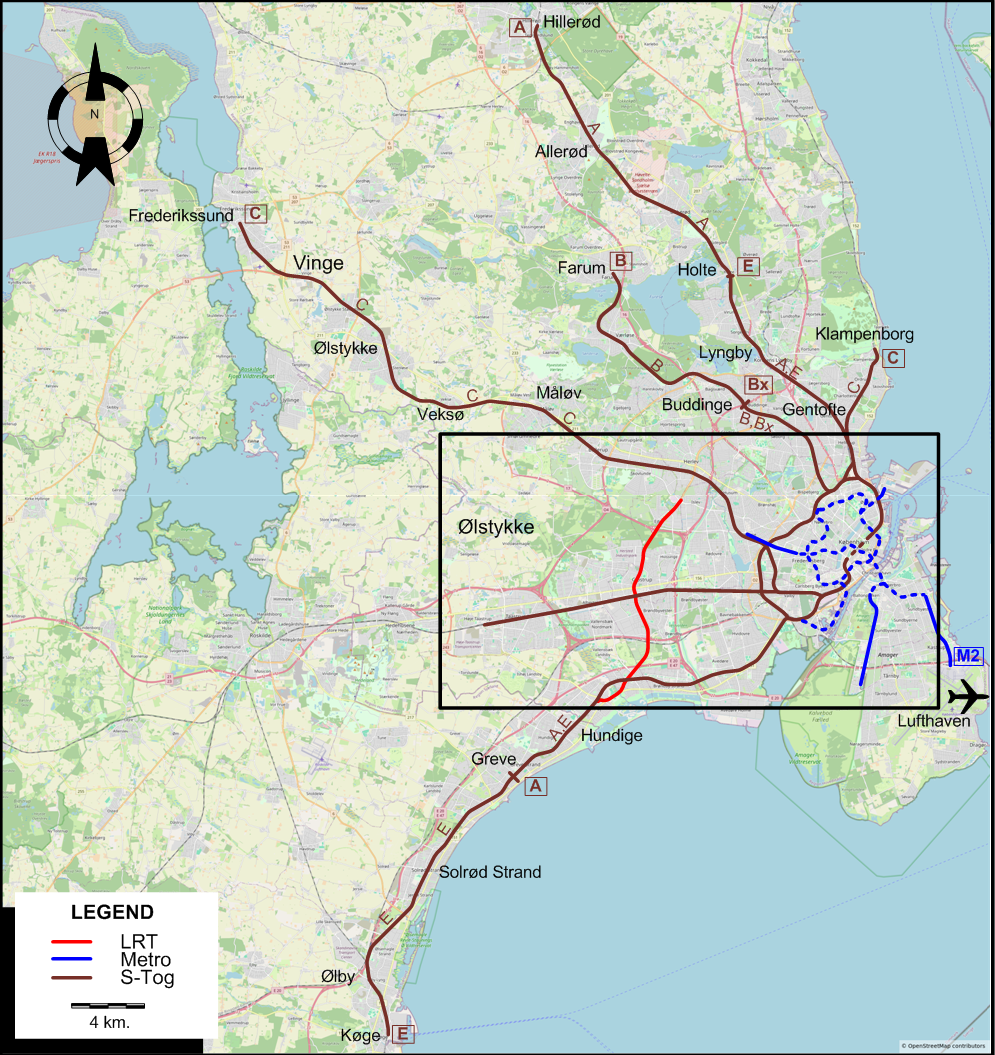 Copenhagen 2025 LRT / Metro / S-tog map