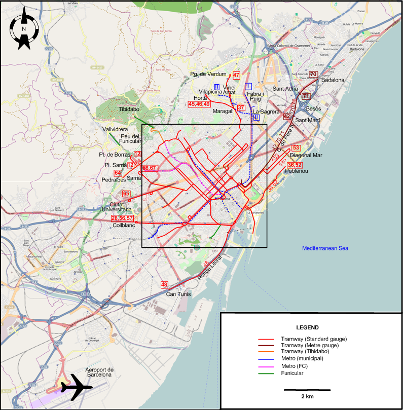 Barcelona 1962 tram map