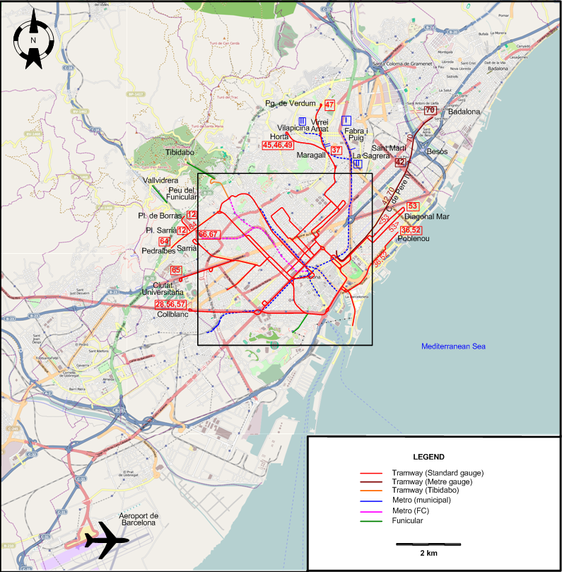 Barcelona 1964 tram map