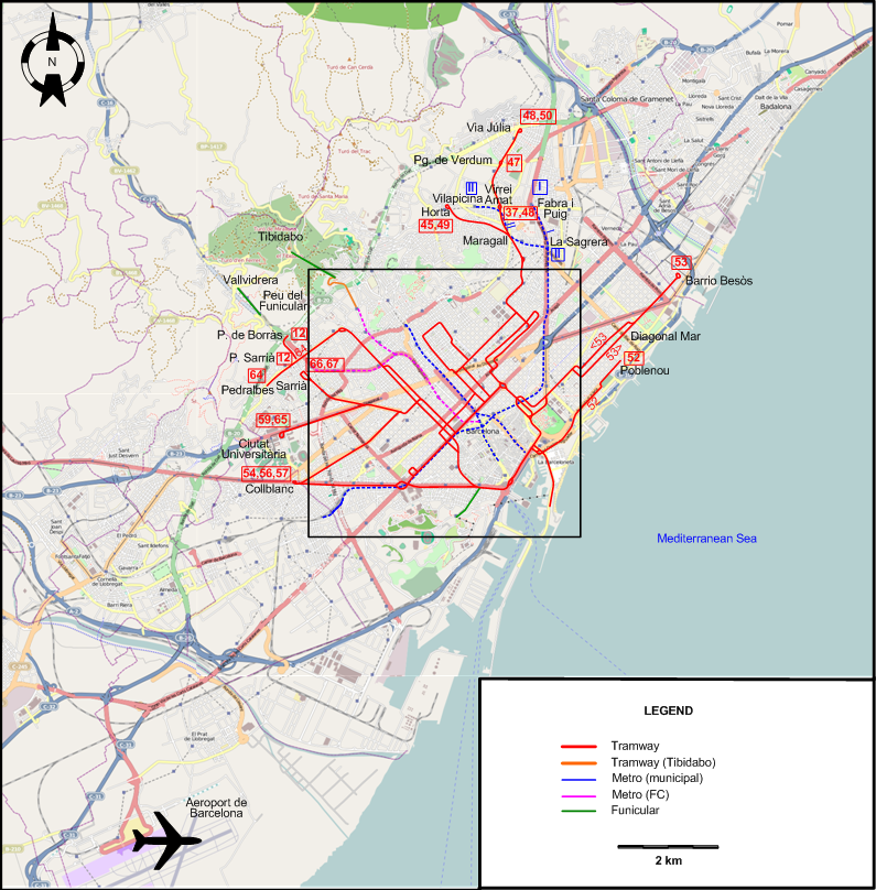 Barcelona 1966 tram map