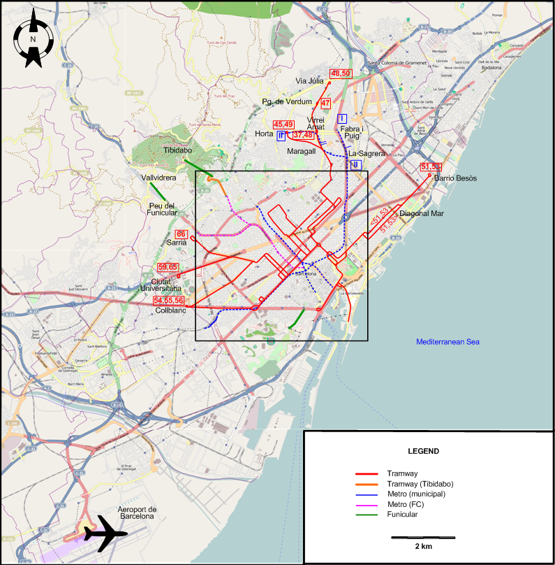 Barcelona 1968 tram map