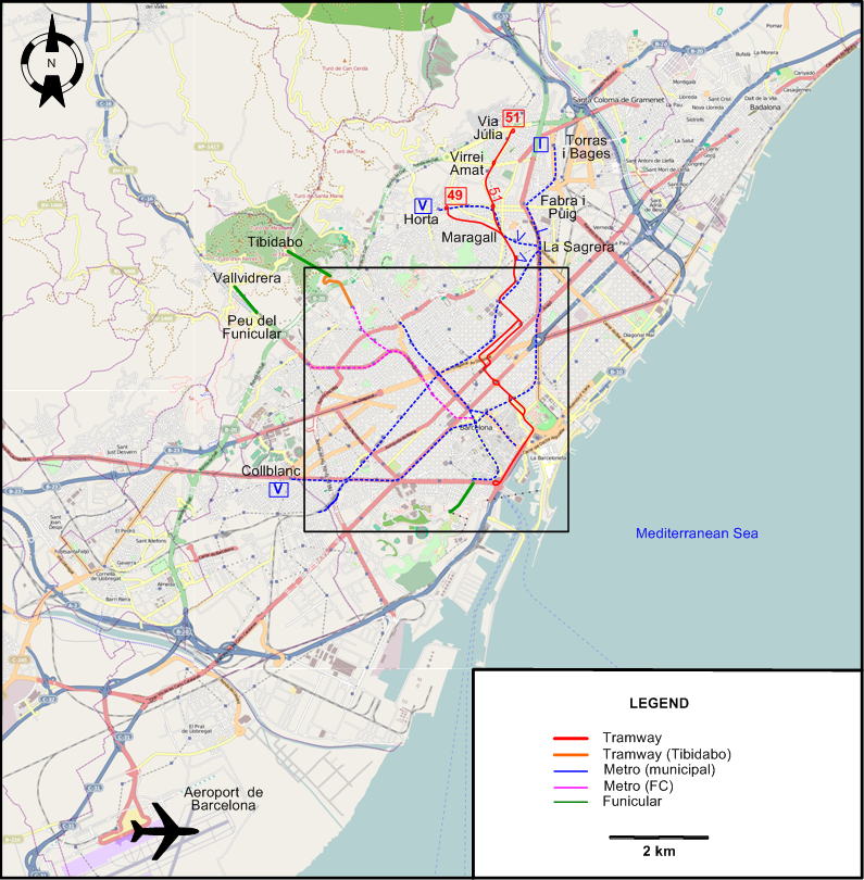 Barcelona 1971 tram map