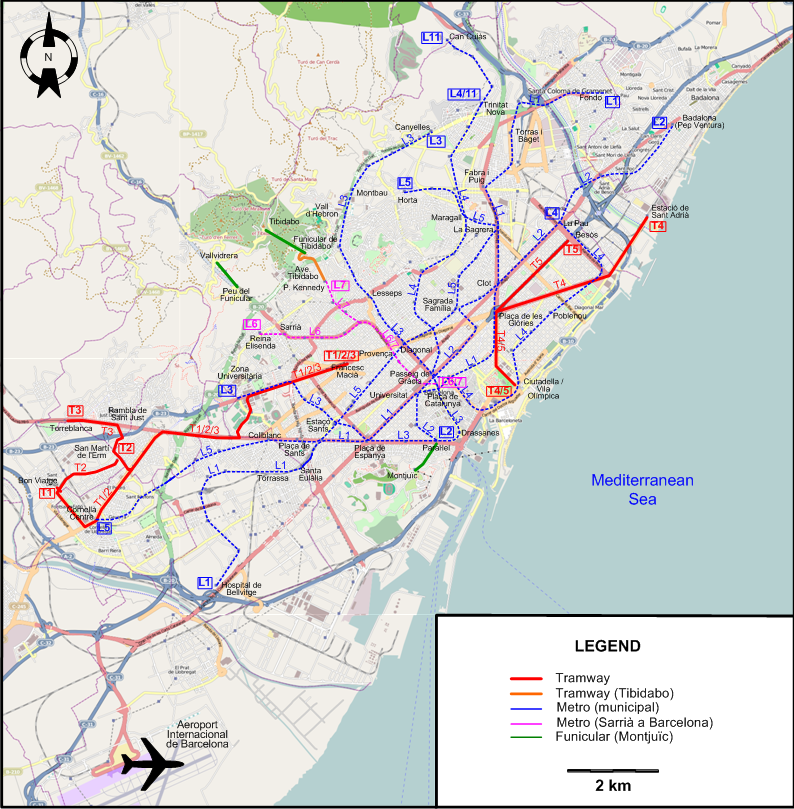 Barcelona 2006 tram map