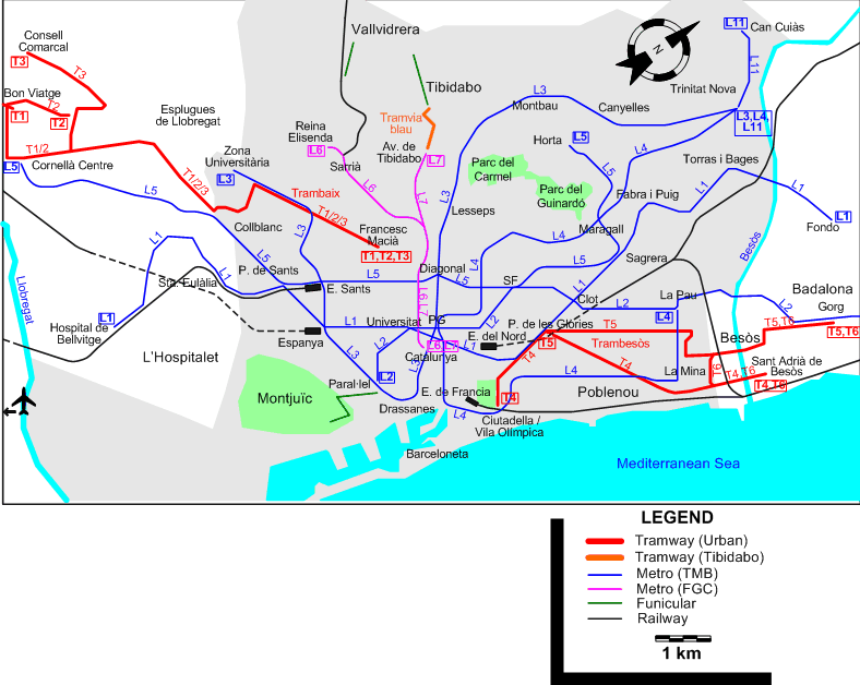 Barcelona 2008 tram map