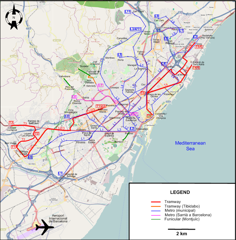 Barcelona 2009 tram map