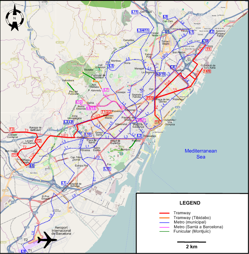 Barcelona 2016 tram map