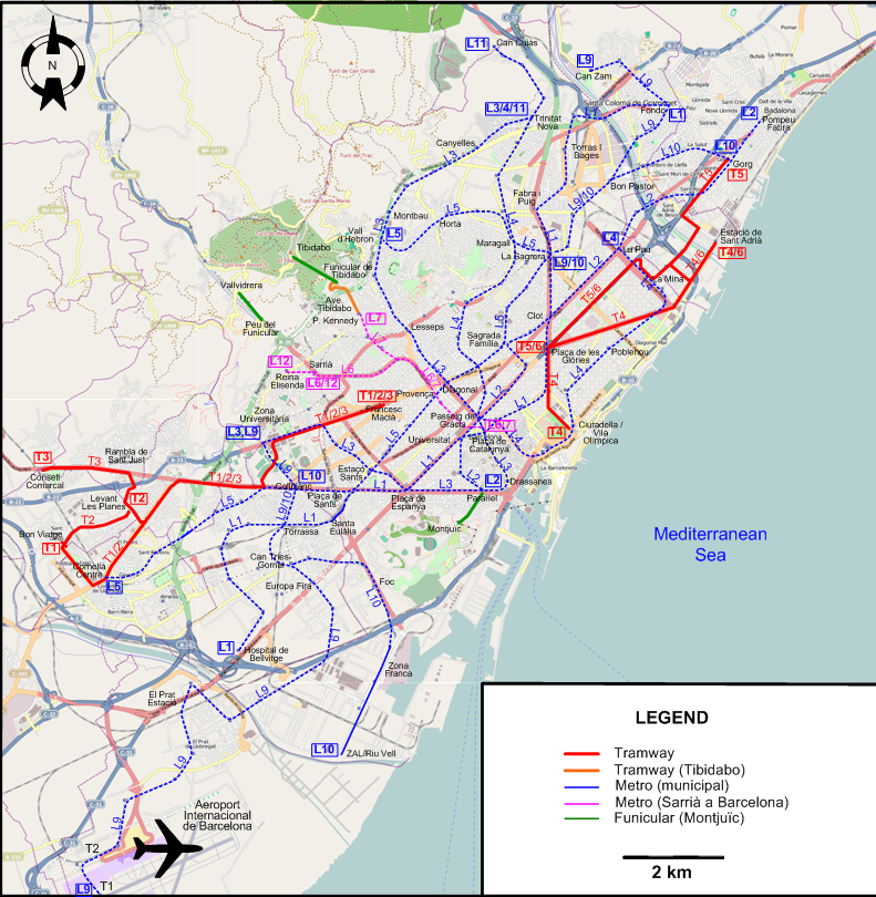 Barcelona 2021 tram map