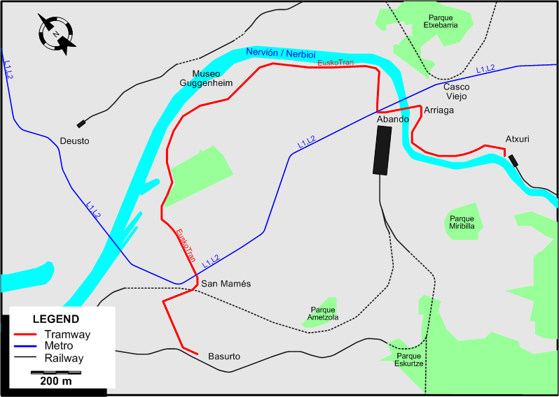 Bilbao 2007 tram map