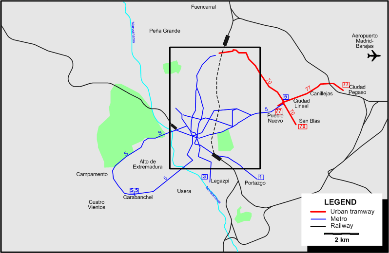 Madrid 1972 tram map