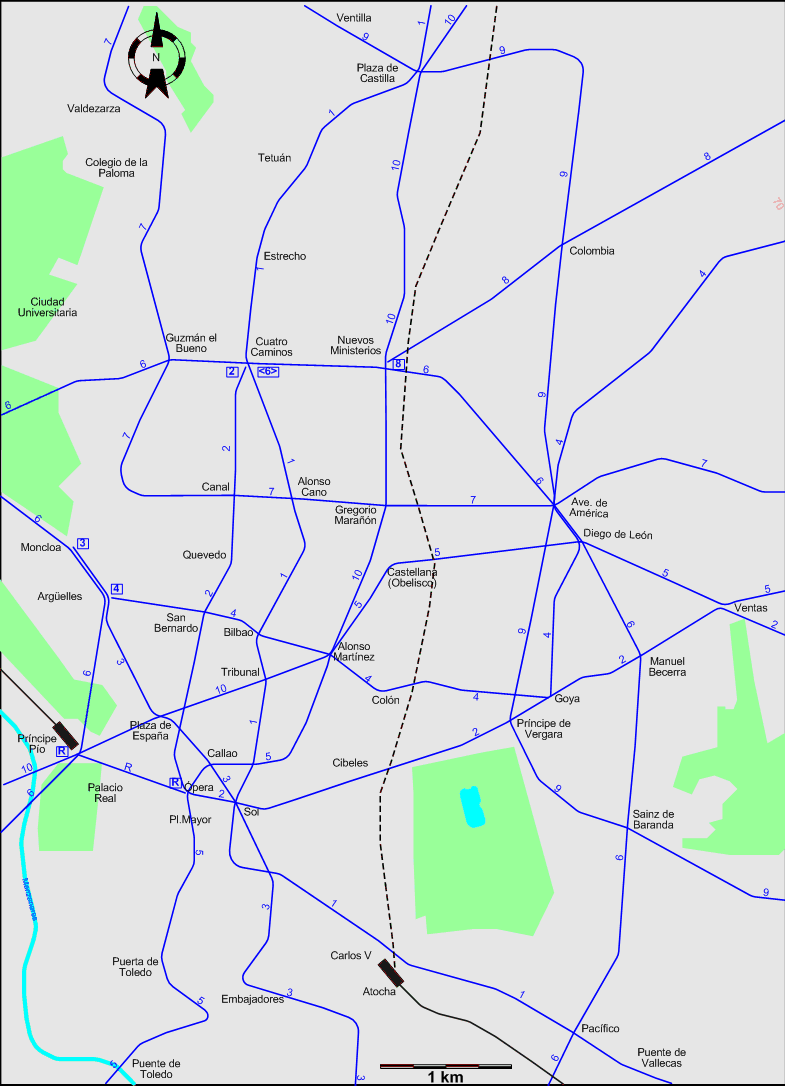 Madrid 2007 downtown tram map