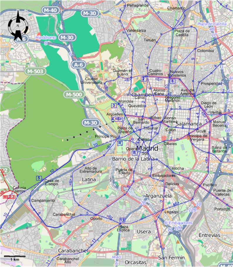 Madrid 2011 downtown tram metro map