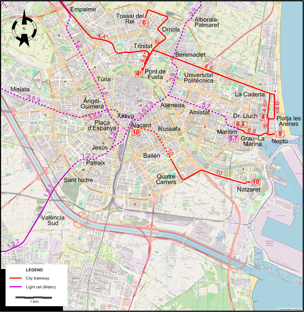 Valencia 2022 tram map