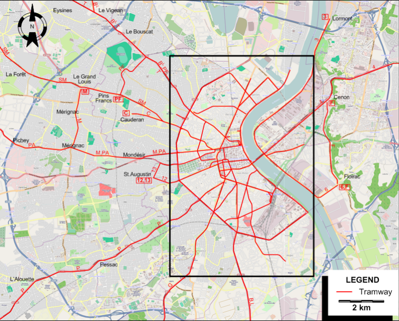 Bordeaux tram map 1930