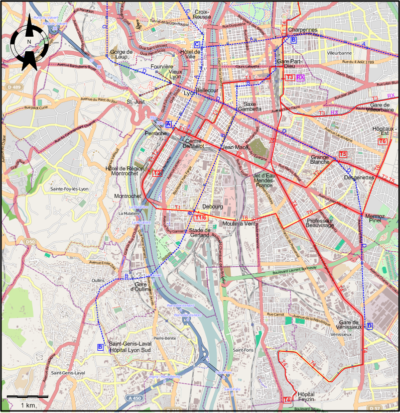Lyon 2023 tram map