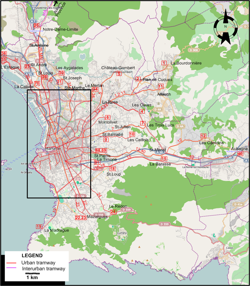 Marseille tram map 1930