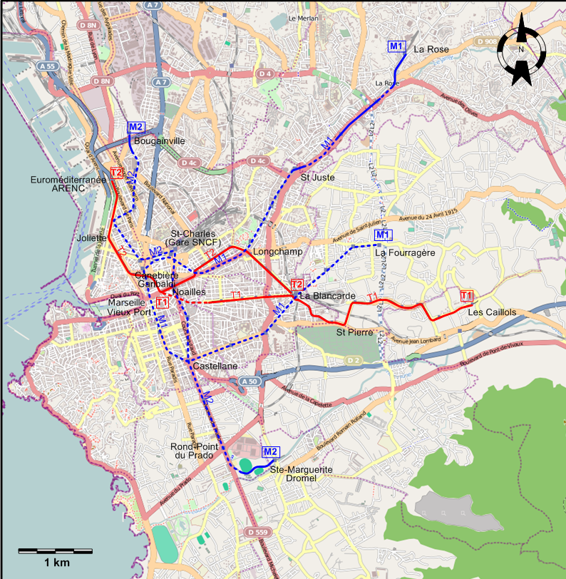 Marseille tram map 2014