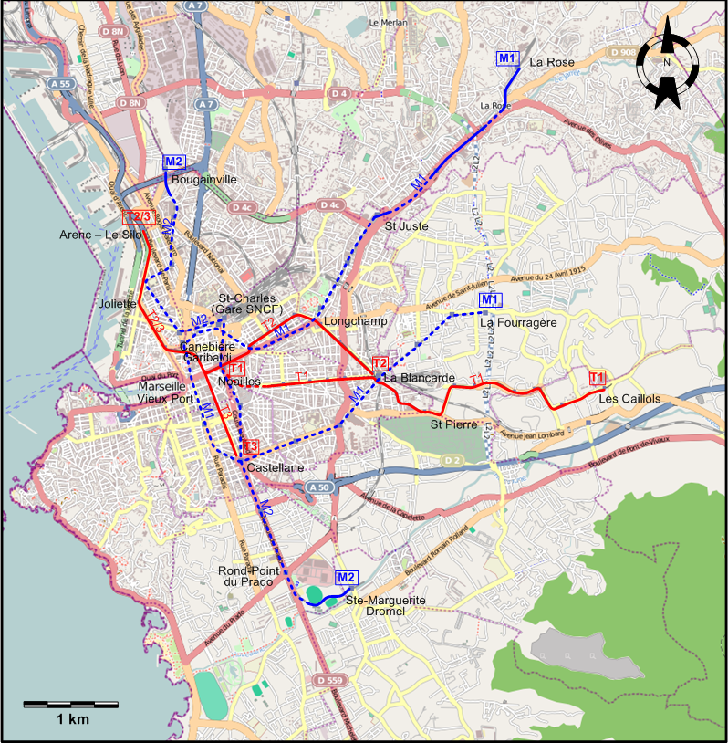 Marseille tram map 2015