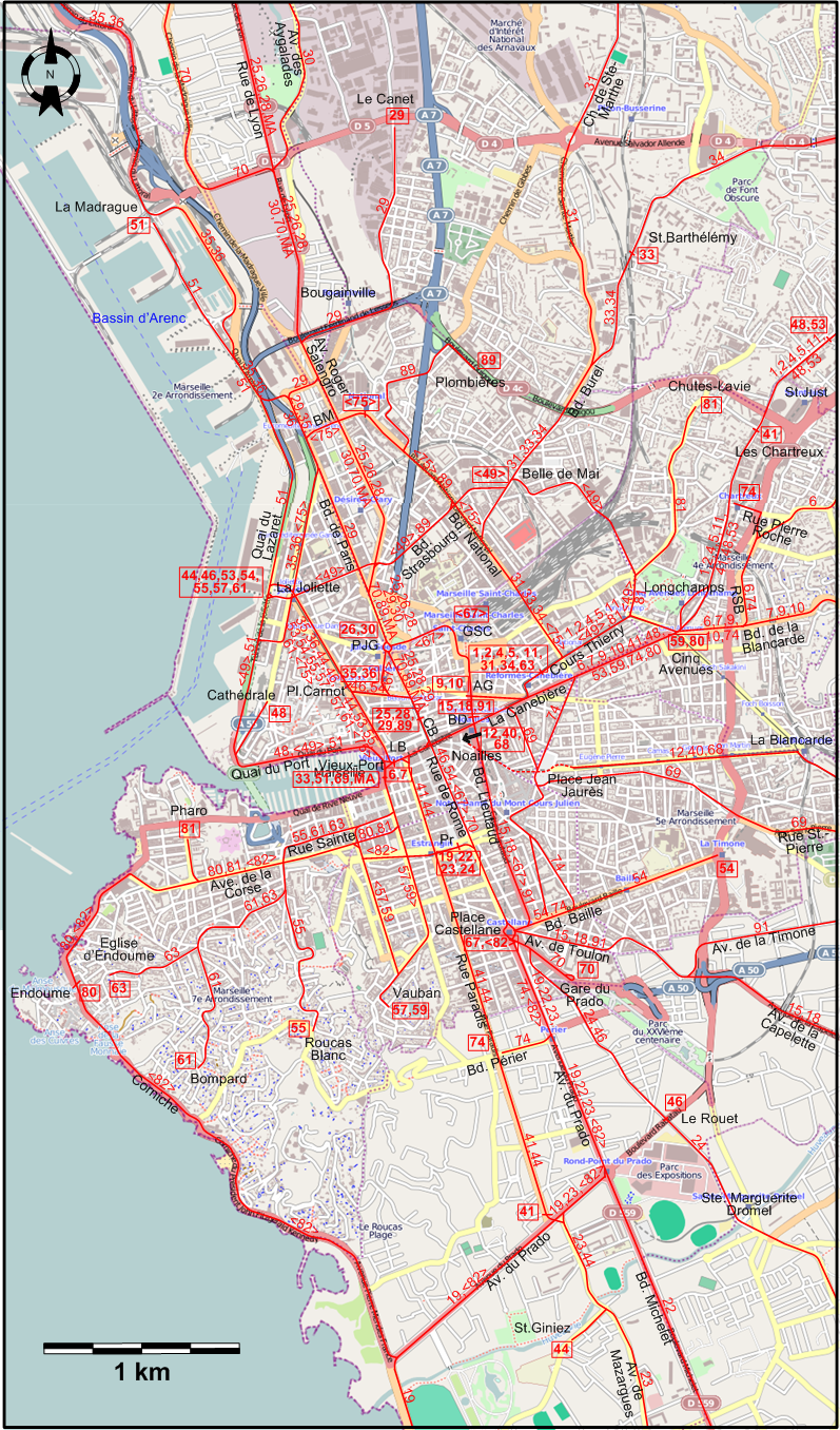 Marseille 1930 tram map