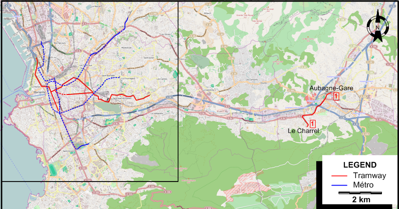 Marseille region tram map 2015
