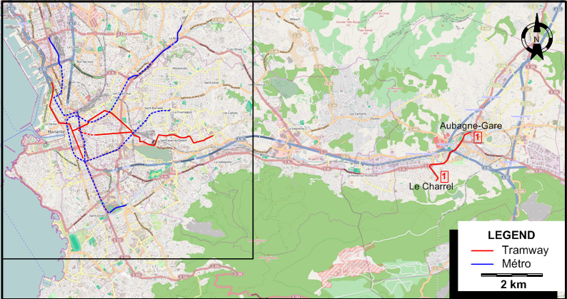 Marseille region tram map 2019