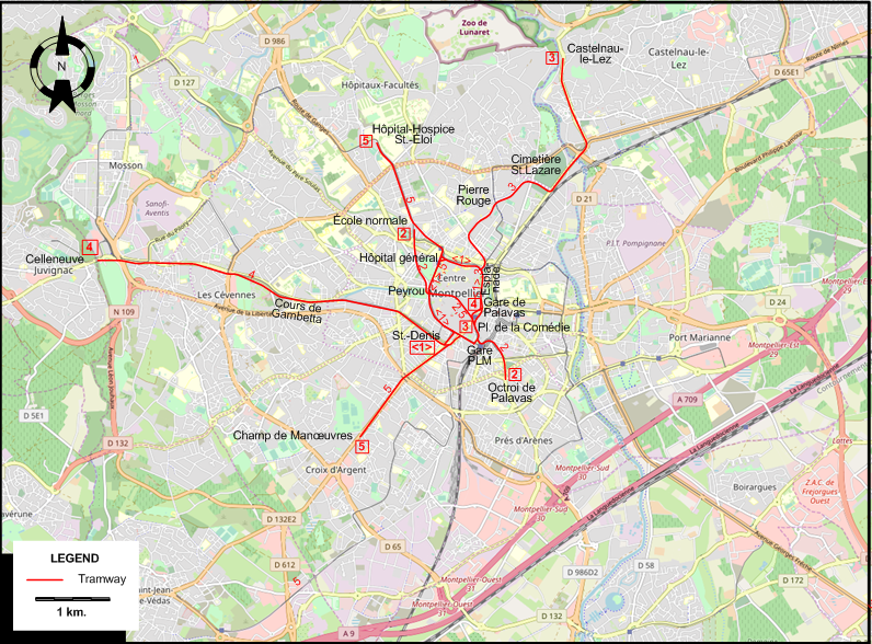 Montpellier tram map 1925