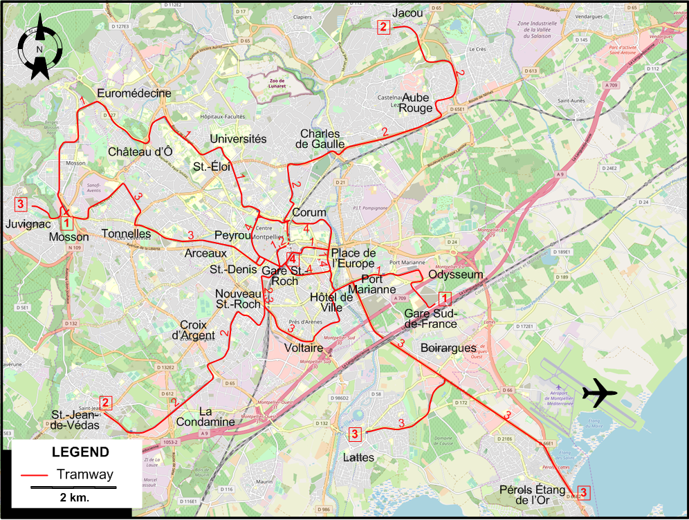Montpellier tram map 2025