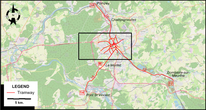 Nancy tram map 1925