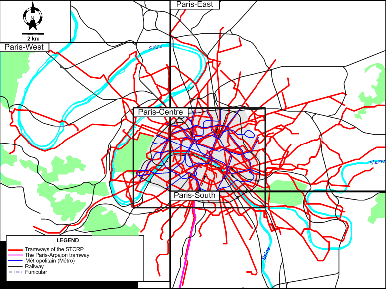 Paris 1926 tram map