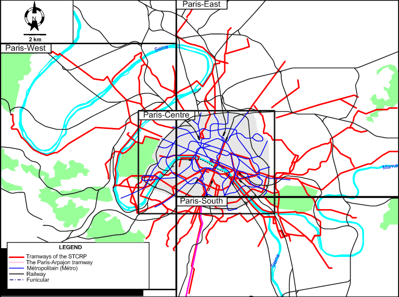 Paris 1935 tram map