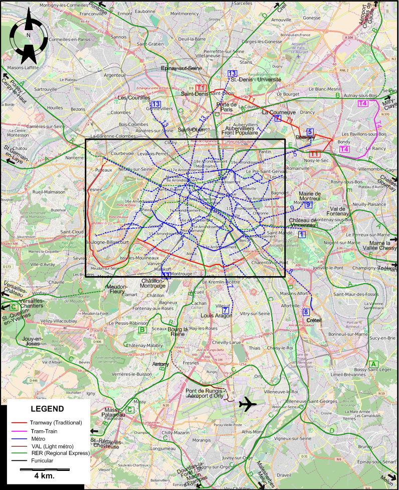 Paris tram map 2008