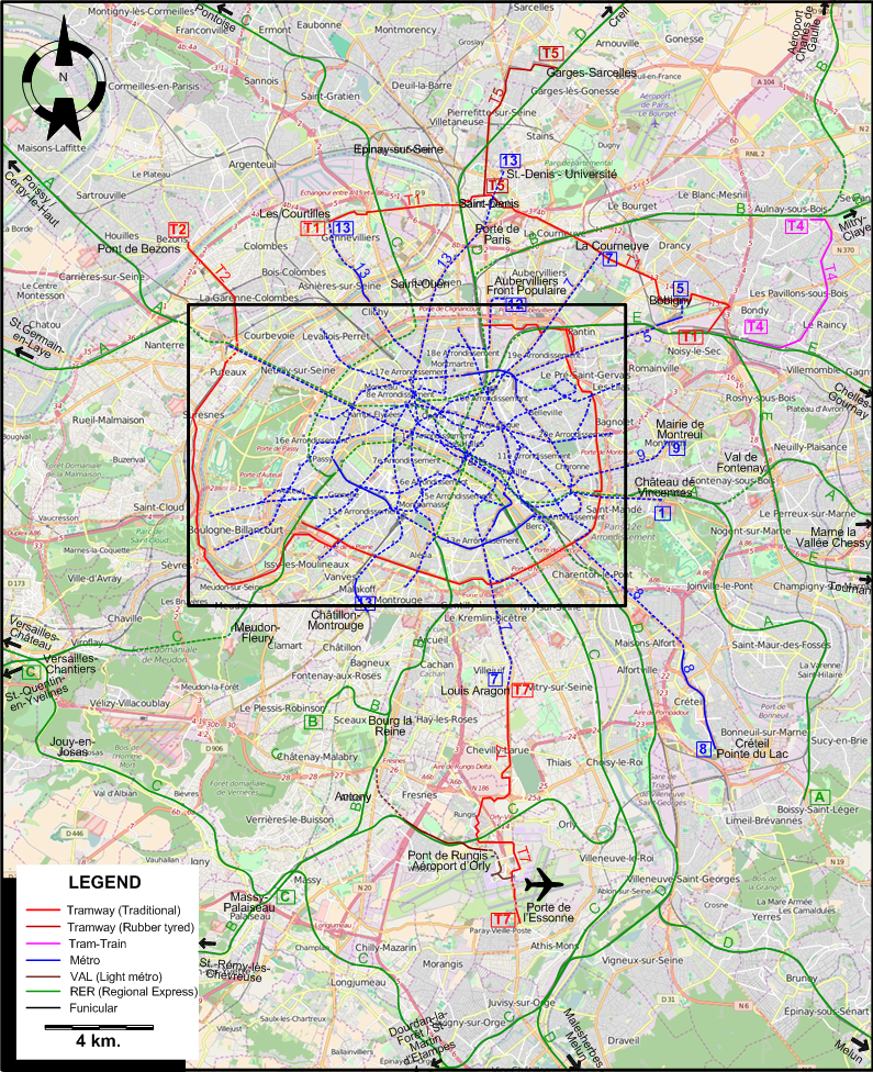 Paris tram map 2013