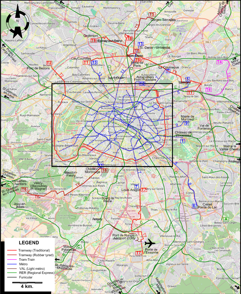Paris tram map 2014