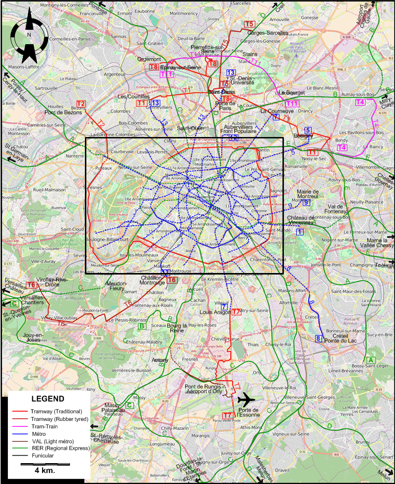 Paris tram map 2018