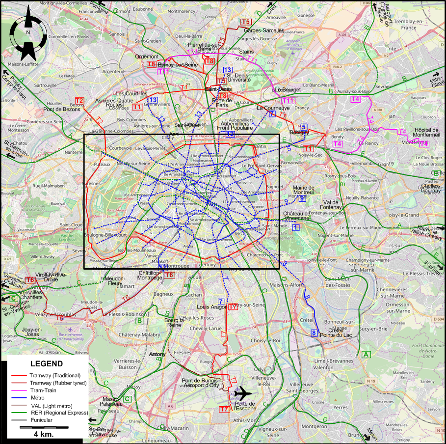 Paris tram map 2020