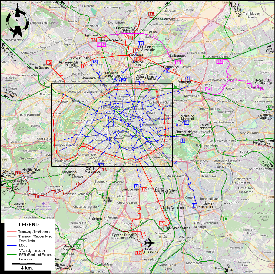 Paris tram map 2021