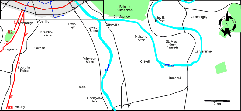 Paris 1937 southern suburbs tram map