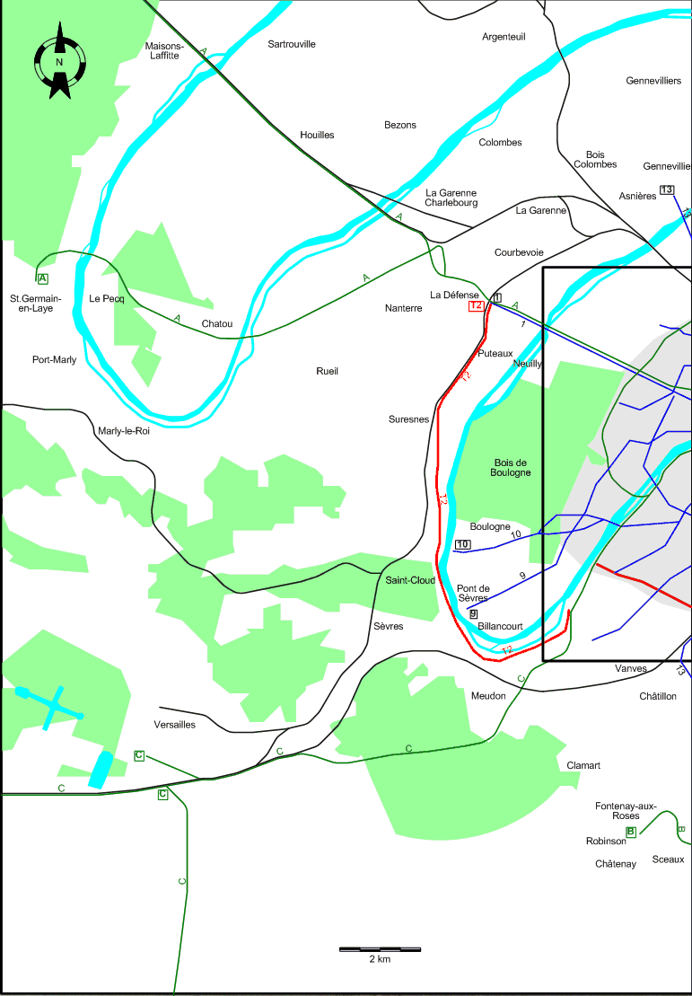 Paris 2007 western suburbs tram map