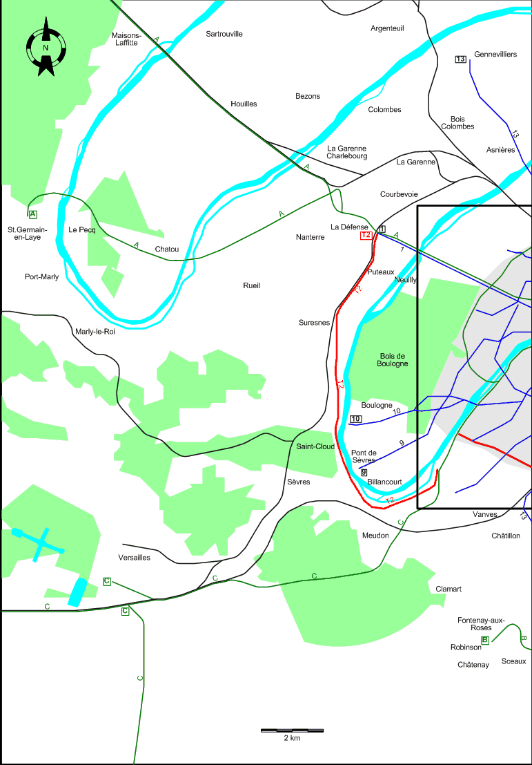Paris 2008 western suburbs tram map